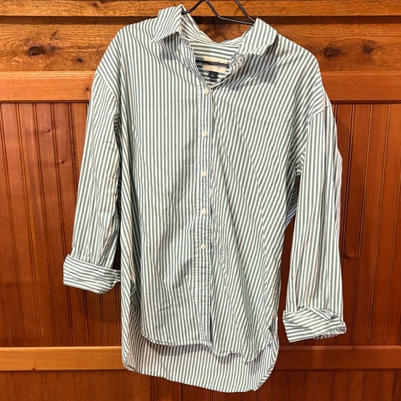 Universal Thread Tops - Universal Thread Men's Green Striped Button Down Shirt